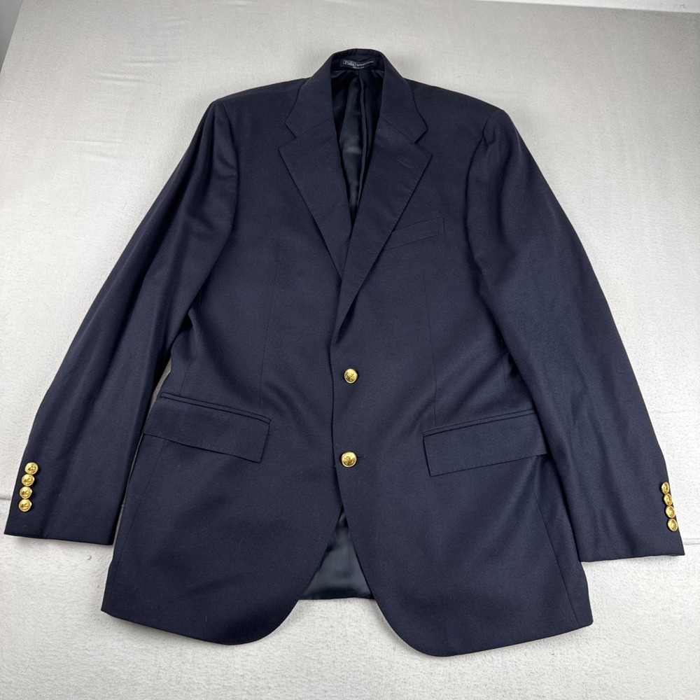 Polo Ralph Lauren Mens Navy Blazer 42L Gold Buttons *Read* Classic Preppy